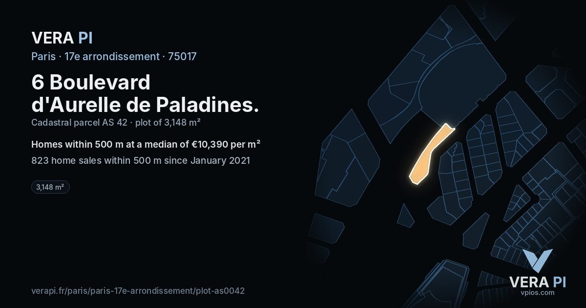 6 Boulevard d'Aurelle de Paladines, 17e arrondissement at night – the plot lit, the parcels around coloured by the prices near them