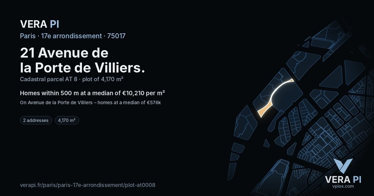 21 Avenue de la Porte de Villiers, 17e arrondissement at night – the plot lit, the parcels around coloured by the prices near them