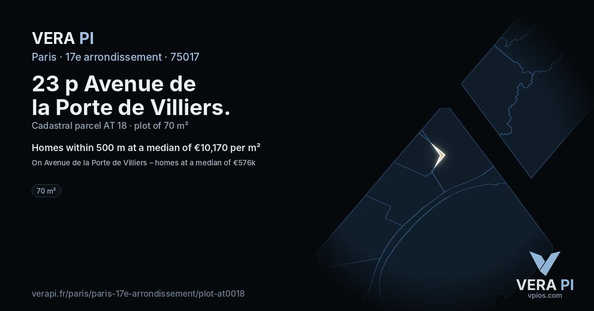 23 p Avenue de la Porte de Villiers, 17e arrondissement at night – the plot lit, the parcels around coloured by the prices near them
