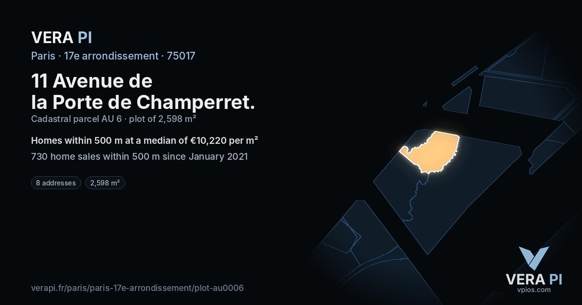 11 Avenue de la Porte de Champerret, 17e arrondissement at night – the plot lit, the parcels around coloured by the prices near them