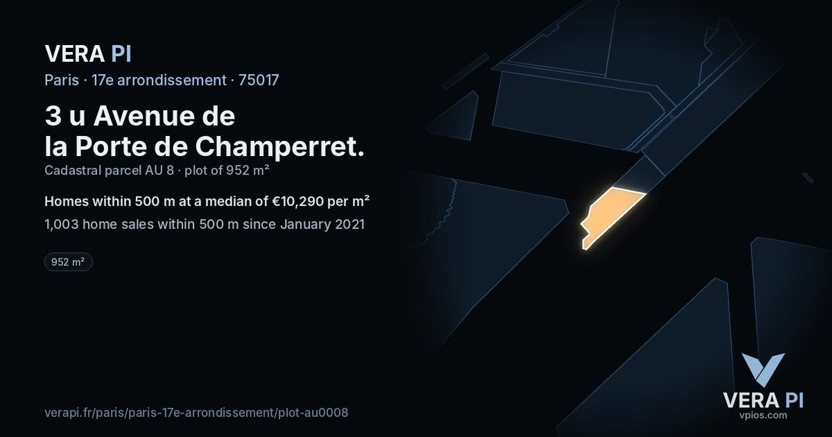 3 u Avenue de la Porte de Champerret, 17e arrondissement at night – the plot lit, the parcels around coloured by the prices near them