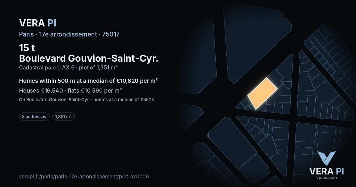15 t Boulevard Gouvion-Saint-Cyr, 17e arrondissement at night – the plot lit, the parcels around coloured by the prices near them
