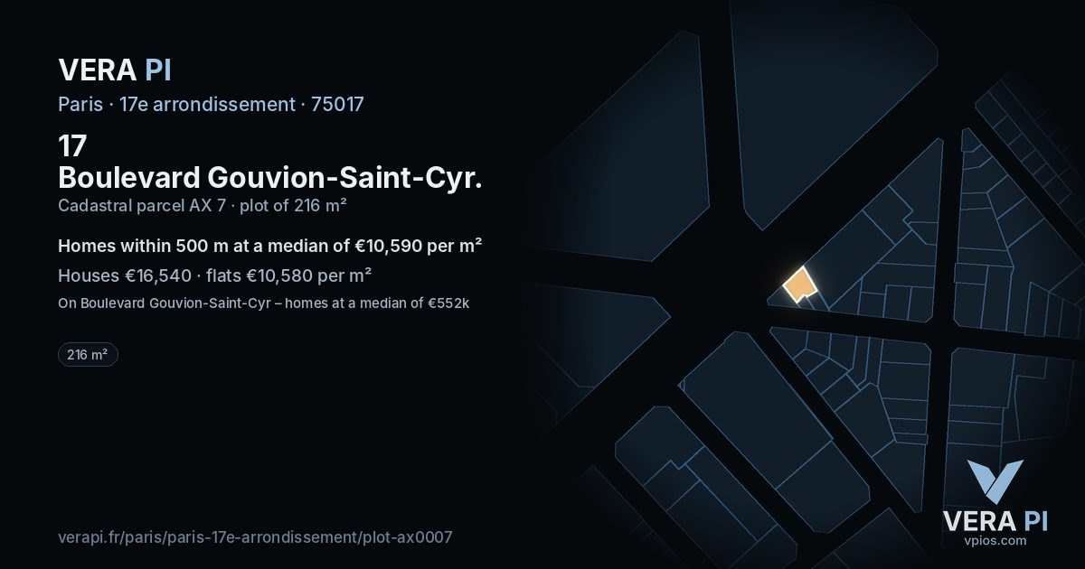 17 Boulevard Gouvion-Saint-Cyr, 17e arrondissement at night – the plot lit, the parcels around coloured by the prices near them