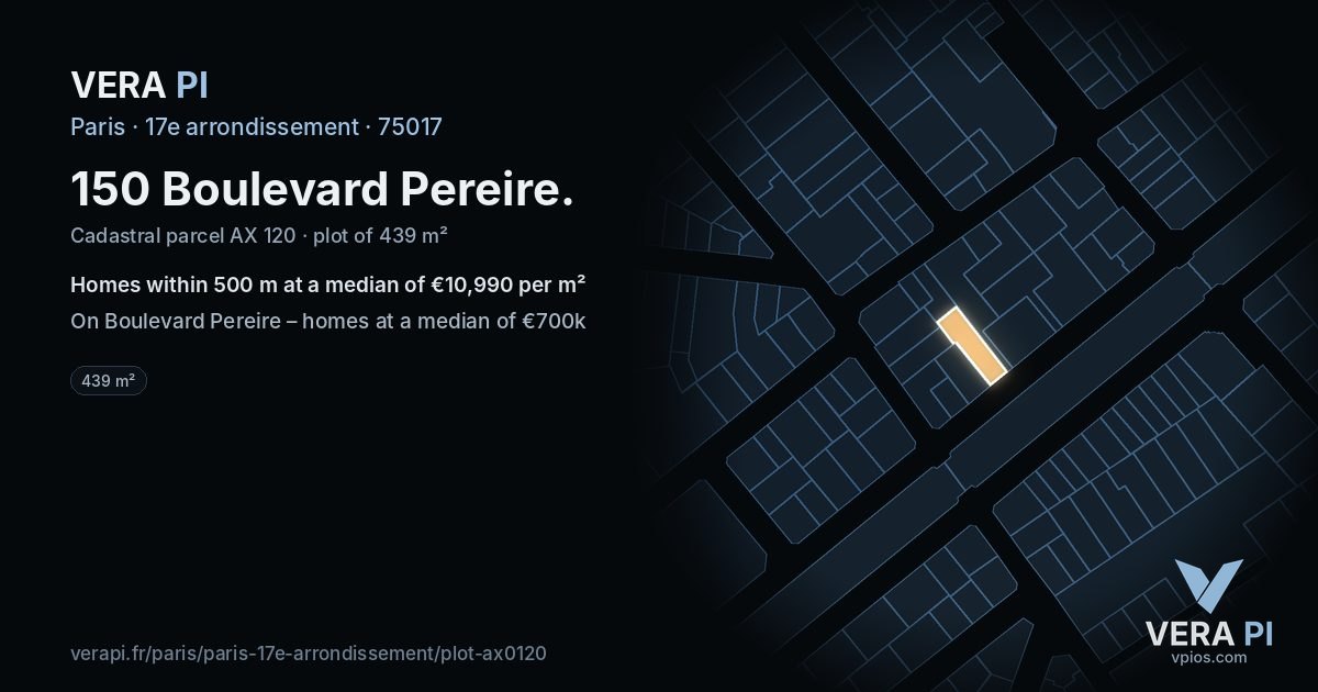 150 Boulevard Pereire, 17e arrondissement at night – the plot lit, the parcels around coloured by the prices near them