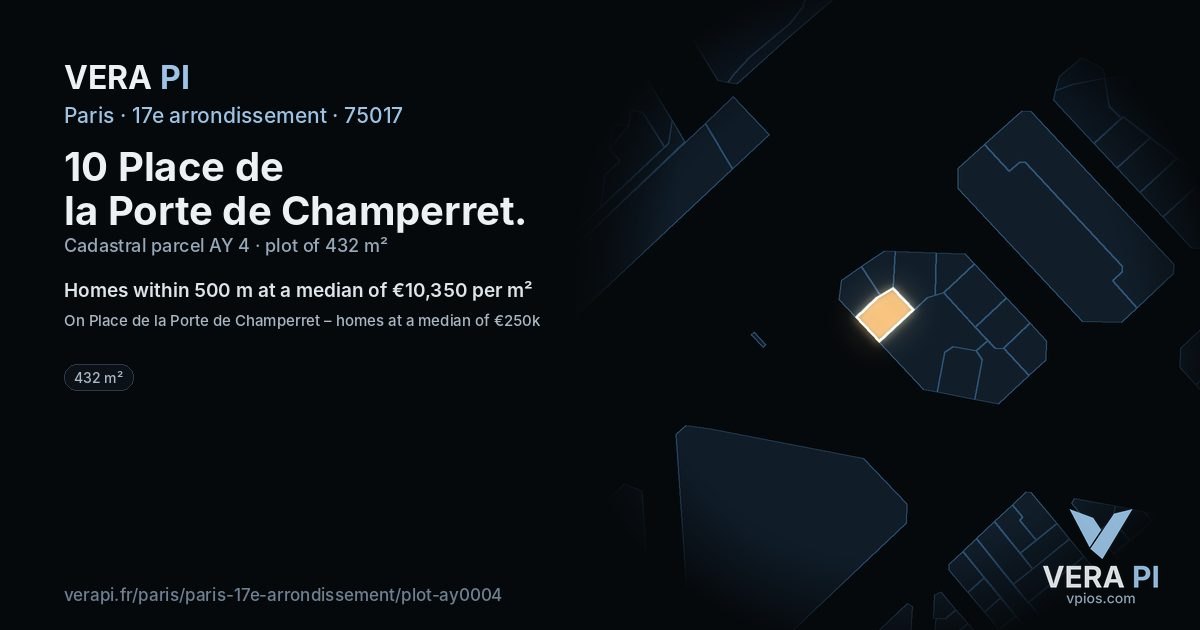 10 Place de la Porte de Champerret, 17e arrondissement at night – the plot lit, the parcels around coloured by the prices near them