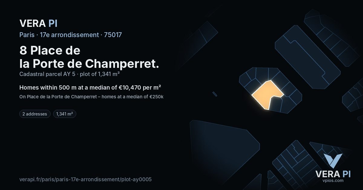 8 Place de la Porte de Champerret, 17e arrondissement at night – the plot lit, the parcels around coloured by the prices near them