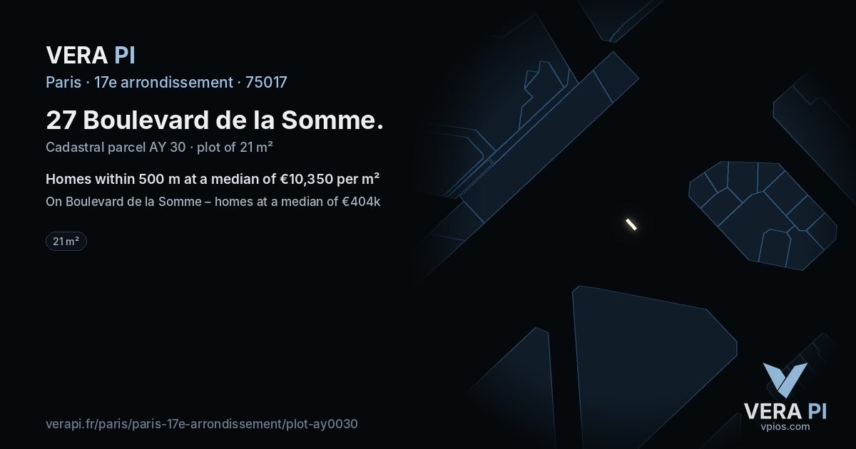 27 Boulevard de la Somme, 17e arrondissement at night – the plot lit, the parcels around coloured by the prices near them