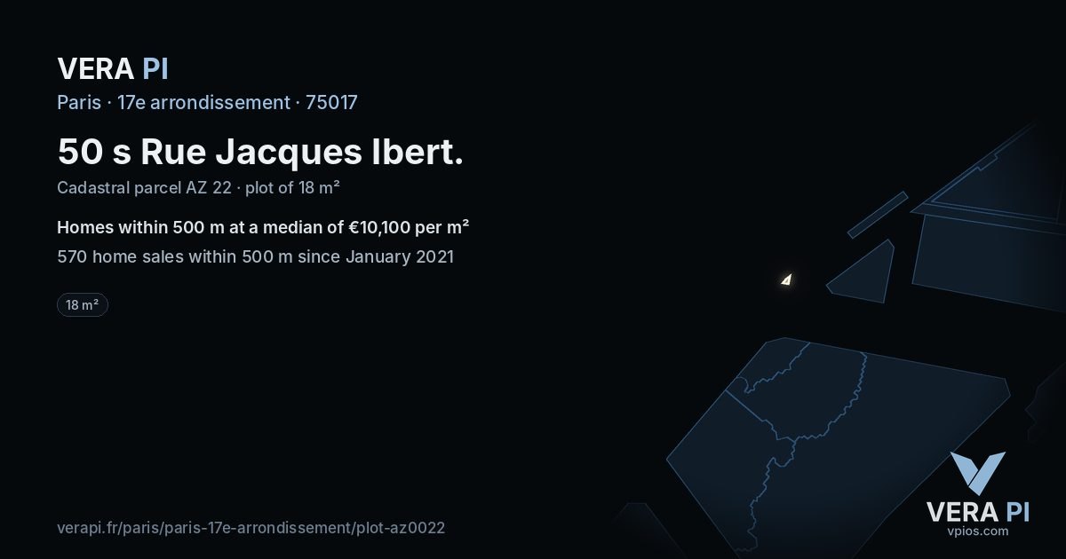 50 s Rue Jacques Ibert, 17e arrondissement at night – the plot lit, the parcels around coloured by the prices near them