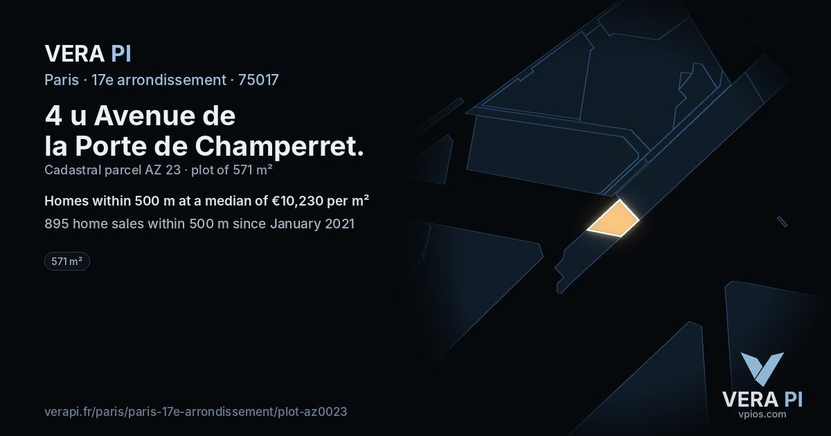 4 u Avenue de la Porte de Champerret, 17e arrondissement at night – the plot lit, the parcels around coloured by the prices near them