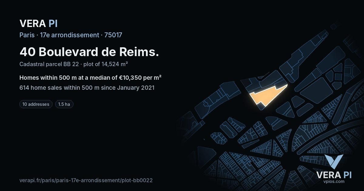40 Boulevard de Reims, 17e arrondissement at night – the plot lit, the parcels around coloured by the prices near them