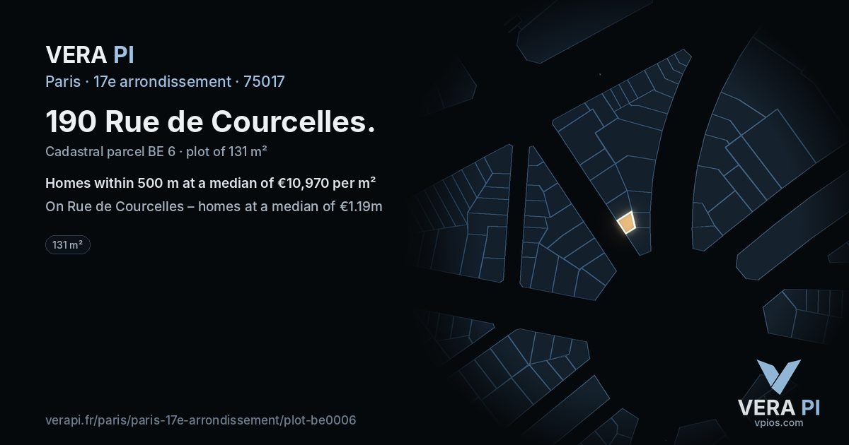 190 Rue de Courcelles, 17e arrondissement at night – the plot lit, the parcels around coloured by the prices near them
