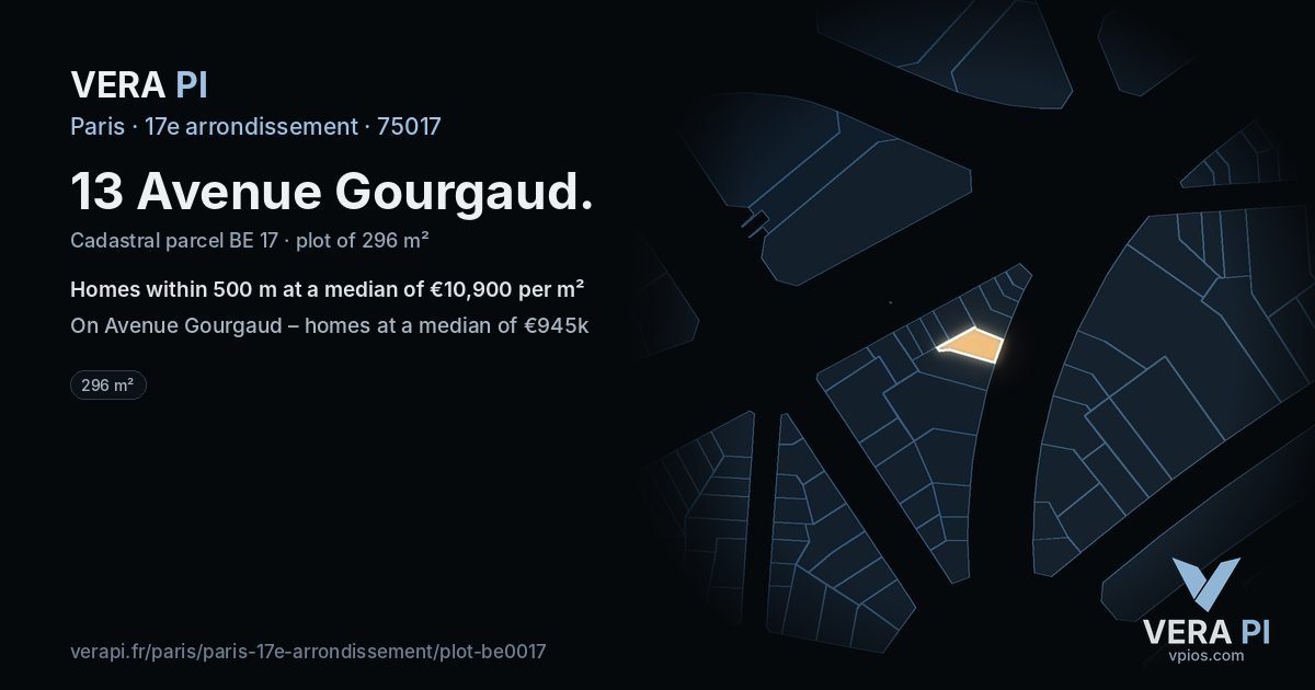 13 Avenue Gourgaud, 17e arrondissement at night – the plot lit, the parcels around coloured by the prices near them