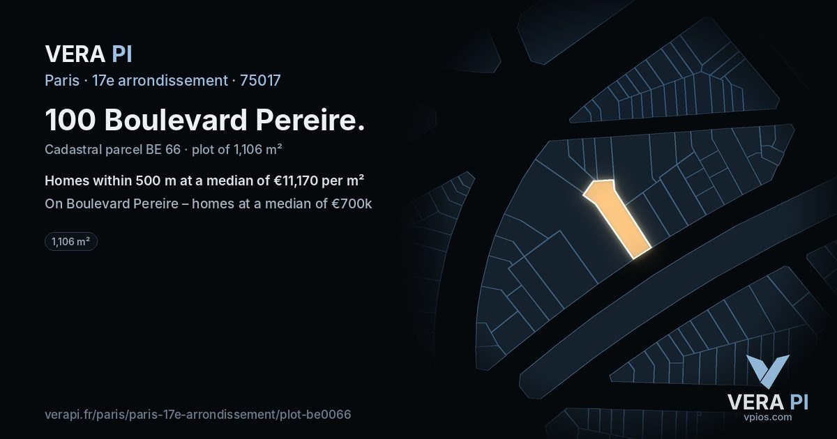 100 Boulevard Pereire, 17e arrondissement at night – the plot lit, the parcels around coloured by the prices near them