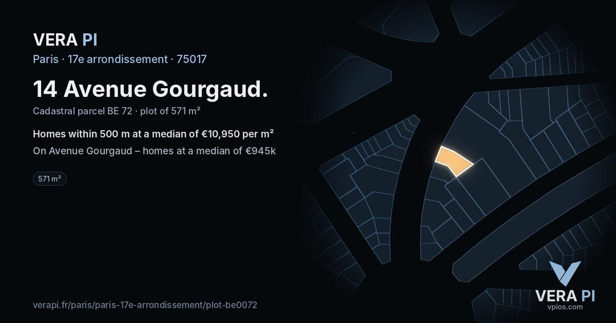 14 Avenue Gourgaud, 17e arrondissement at night – the plot lit, the parcels around coloured by the prices near them