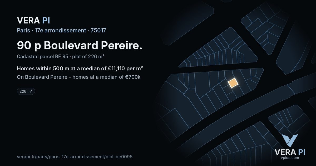 90 p Boulevard Pereire, 17e arrondissement at night – the plot lit, the parcels around coloured by the prices near them