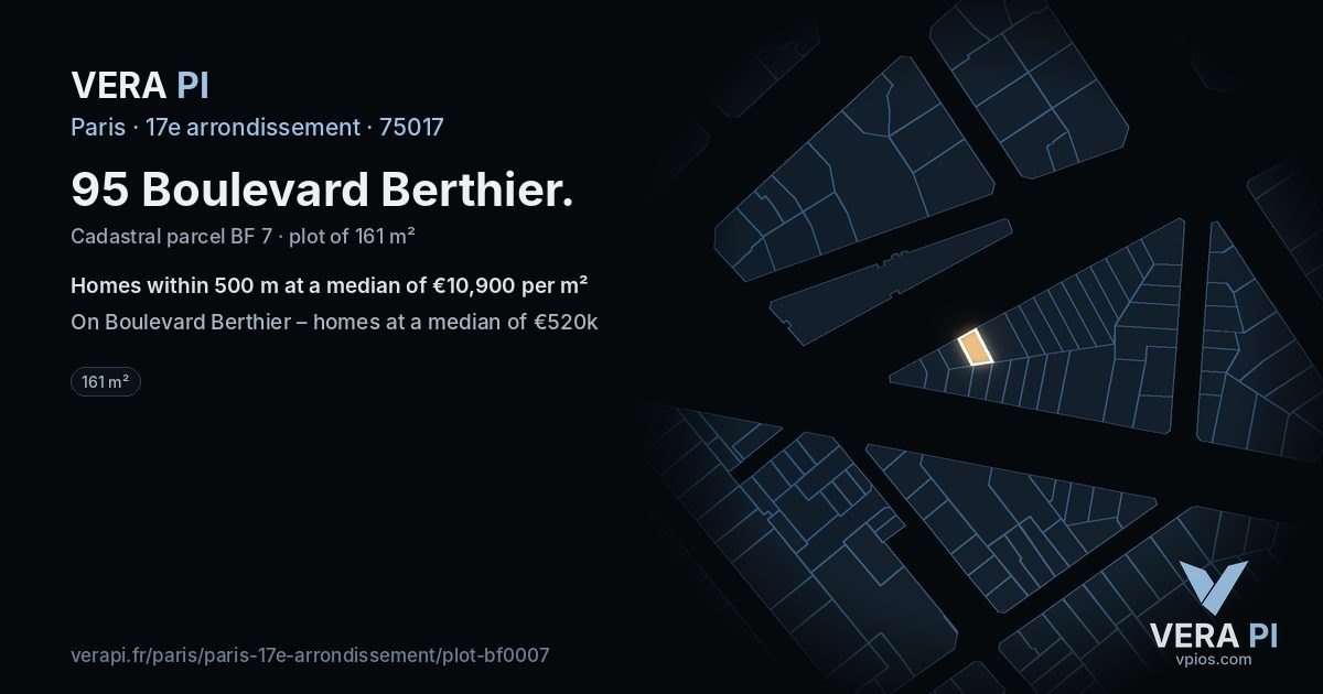 95 Boulevard Berthier, 17e arrondissement at night – the plot lit, the parcels around coloured by the prices near them