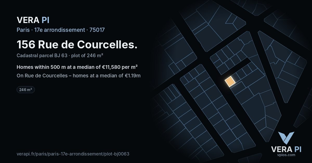156 Rue de Courcelles, 17e arrondissement at night – the plot lit, the parcels around coloured by the prices near them