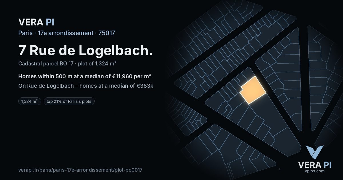 7 Rue de Logelbach, 17e arrondissement at night – the plot lit, the parcels around coloured by the prices near them