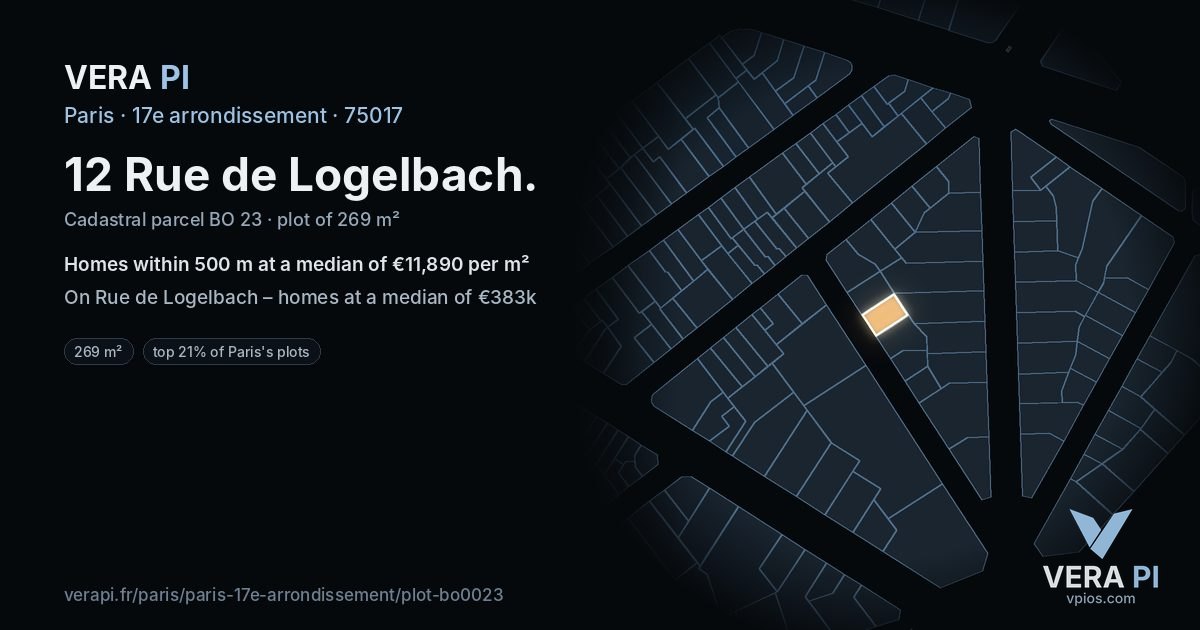 12 Rue de Logelbach, 17e arrondissement at night – the plot lit, the parcels around coloured by the prices near them
