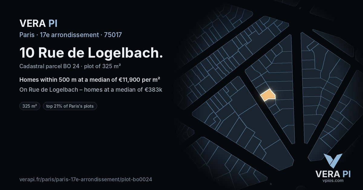 10 Rue de Logelbach, 17e arrondissement at night – the plot lit, the parcels around coloured by the prices near them