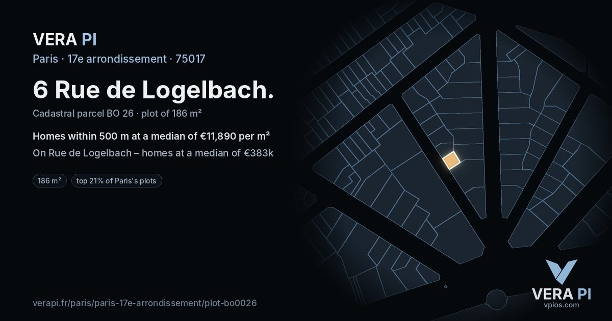 6 Rue de Logelbach, 17e arrondissement at night – the plot lit, the parcels around coloured by the prices near them