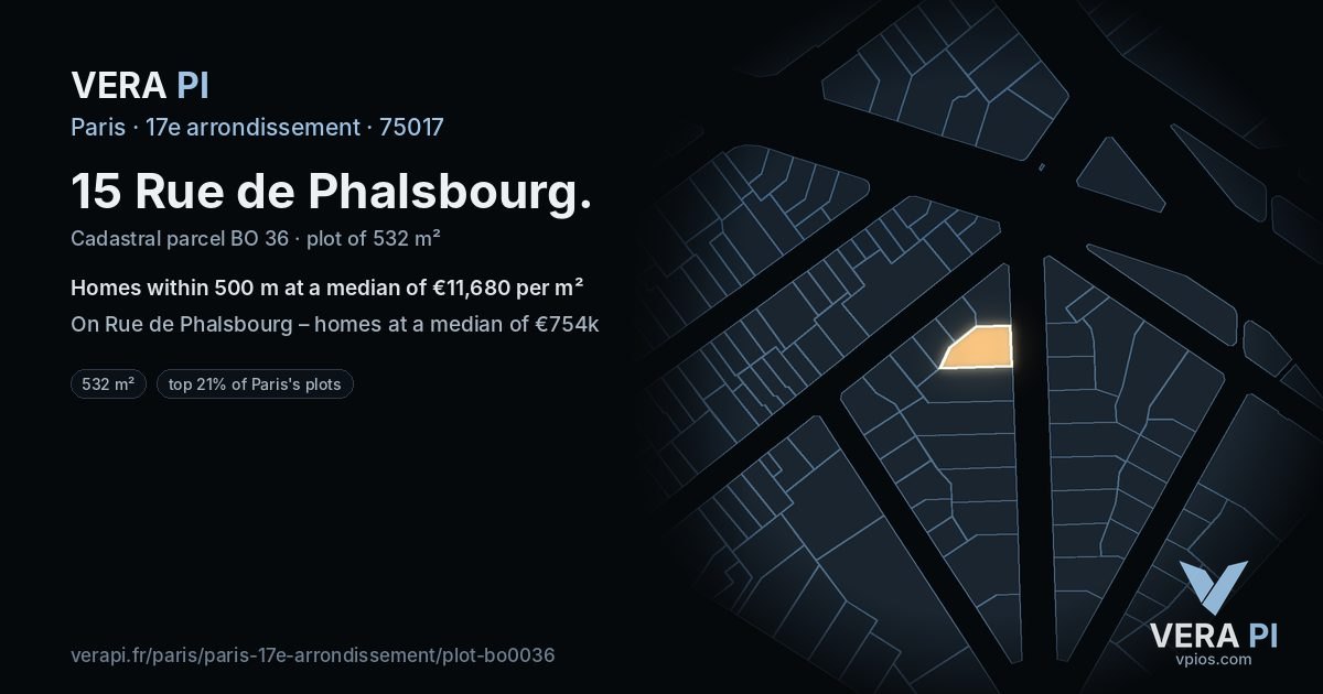 15 Rue de Phalsbourg, 17e arrondissement at night – the plot lit, the parcels around coloured by the prices near them