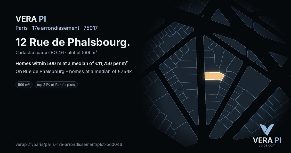 12 Rue de Phalsbourg, 17e arrondissement at night – the plot lit, the parcels around coloured by the prices near them