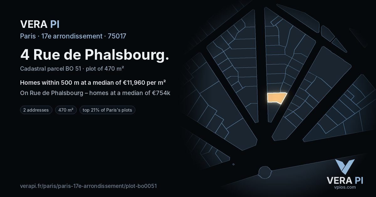 4 Rue de Phalsbourg, 17e arrondissement at night – the plot lit, the parcels around coloured by the prices near them