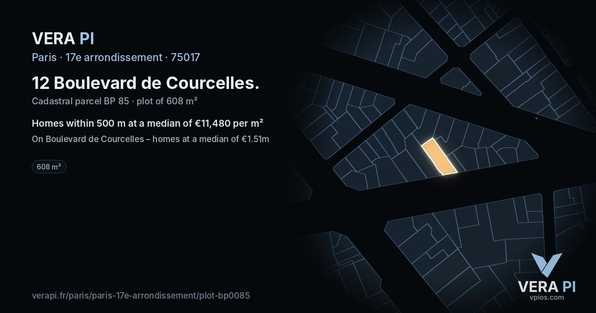 12 Boulevard de Courcelles, 17e arrondissement at night – the plot lit, the parcels around coloured by the prices near them