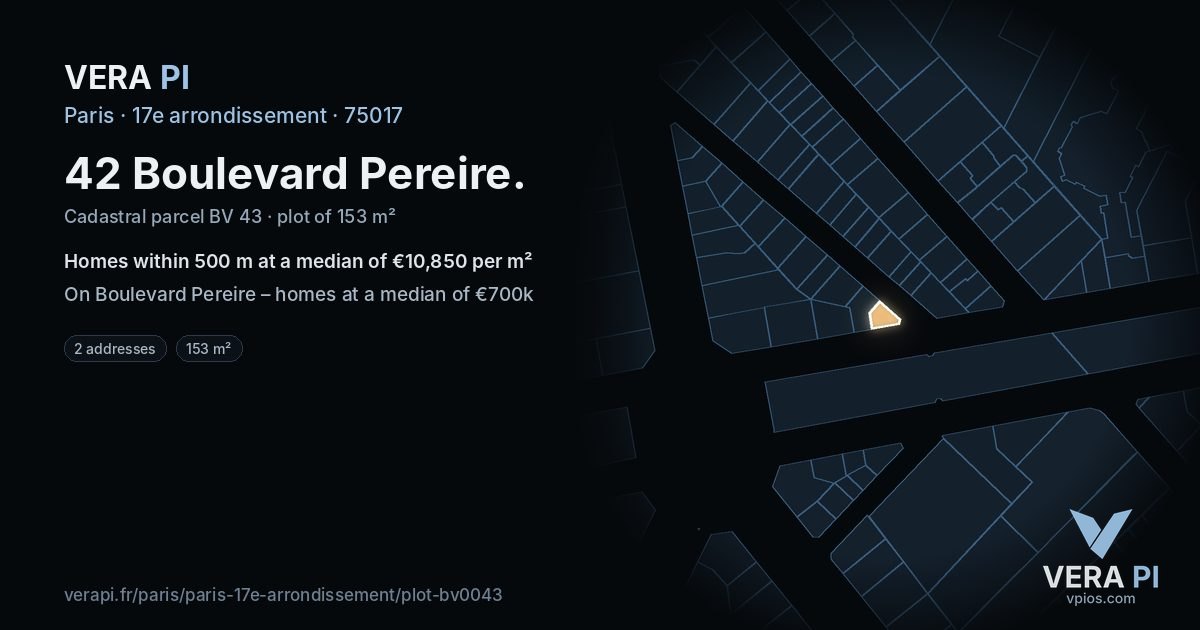 42 Boulevard Pereire, 17e arrondissement at night – the plot lit, the parcels around coloured by the prices near them