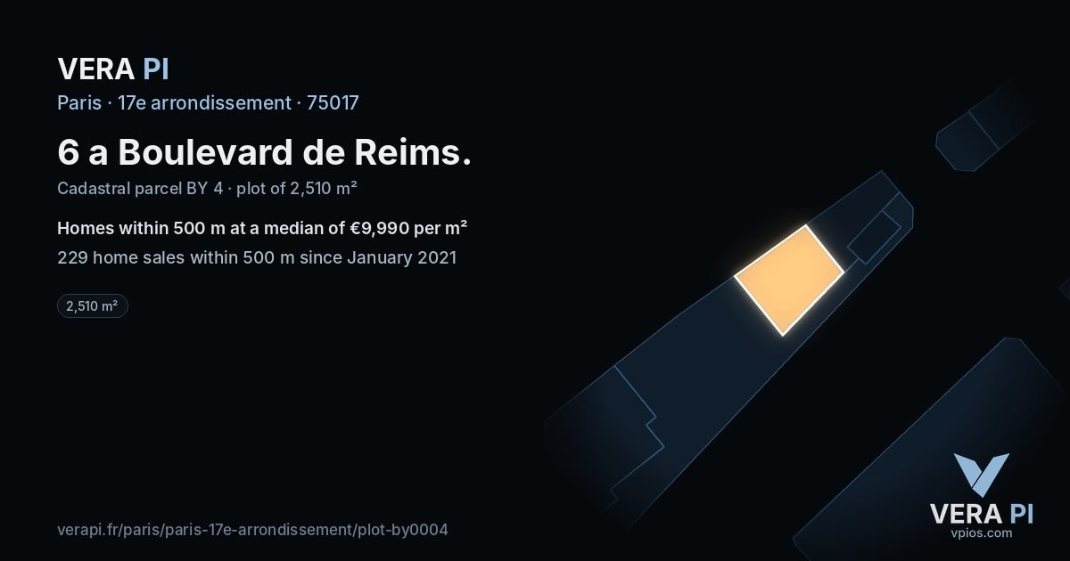 6 a Boulevard de Reims, 17e arrondissement at night – the plot lit, the parcels around coloured by the prices near them