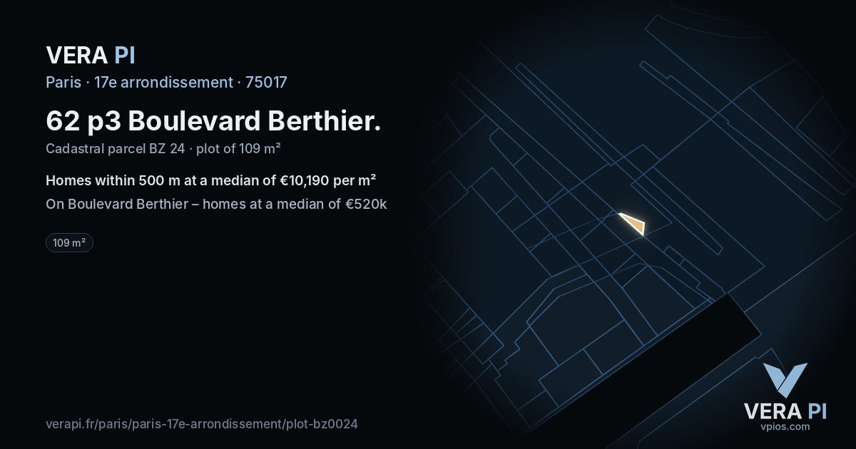 62 p3 Boulevard Berthier, 17e arrondissement at night – the plot lit, the parcels around coloured by the prices near them