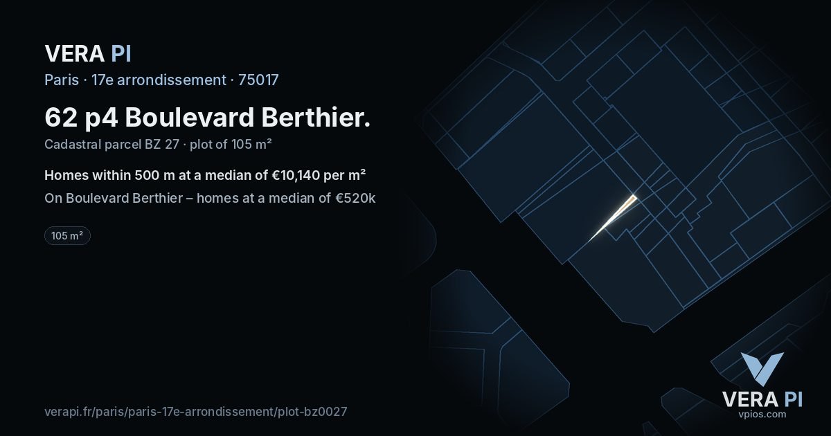 62 p4 Boulevard Berthier, 17e arrondissement at night – the plot lit, the parcels around coloured by the prices near them
