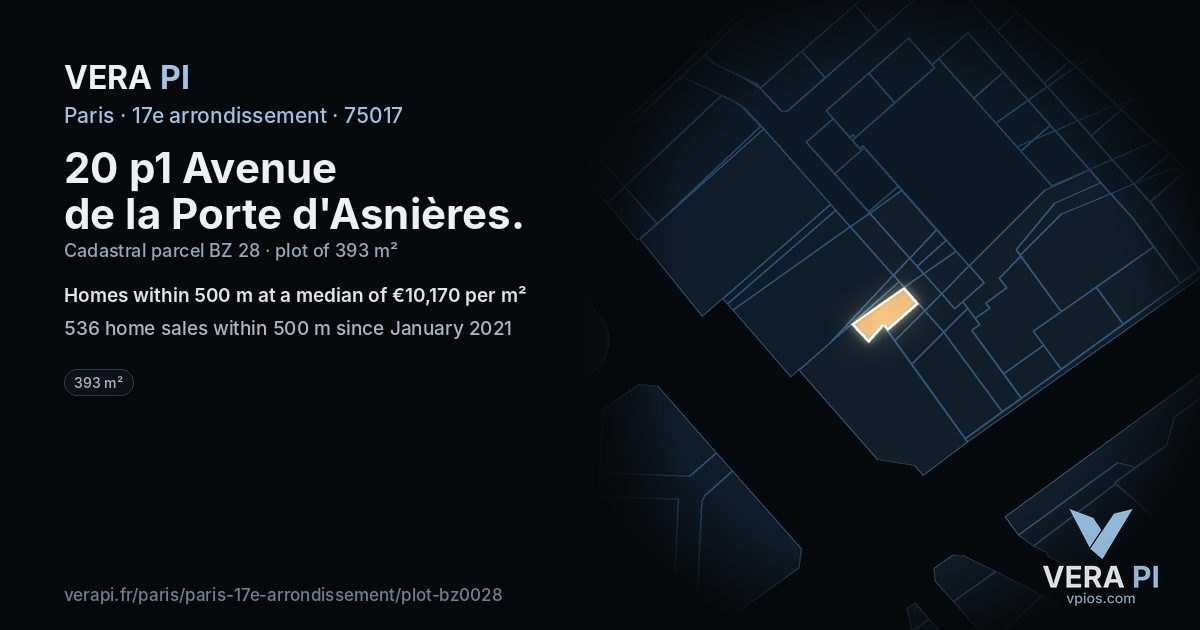 20 p1 Avenue de la Porte d'Asnières, 17e arrondissement at night – the plot lit, the parcels around coloured by the prices near them