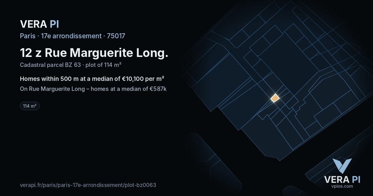 12 z Rue Marguerite Long, 17e arrondissement at night – the plot lit, the parcels around coloured by the prices near them