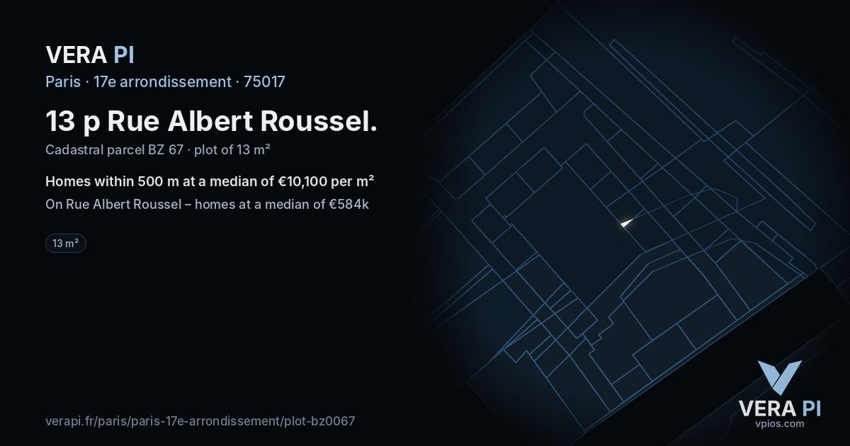 13 p Rue Albert Roussel, 17e arrondissement at night – the plot lit, the parcels around coloured by the prices near them