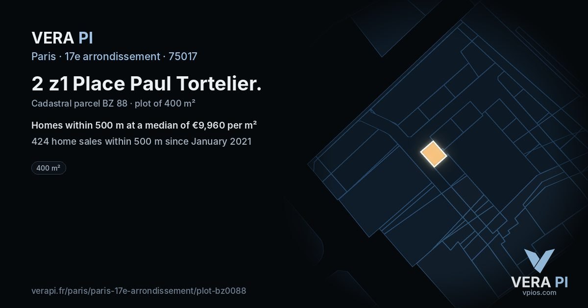 2 z1 Place Paul Tortelier, 17e arrondissement at night – the plot lit, the parcels around coloured by the prices near them