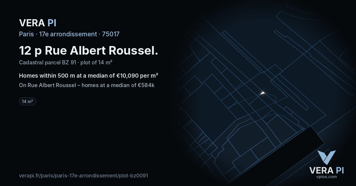 12 p Rue Albert Roussel, 17e arrondissement at night – the plot lit, the parcels around coloured by the prices near them