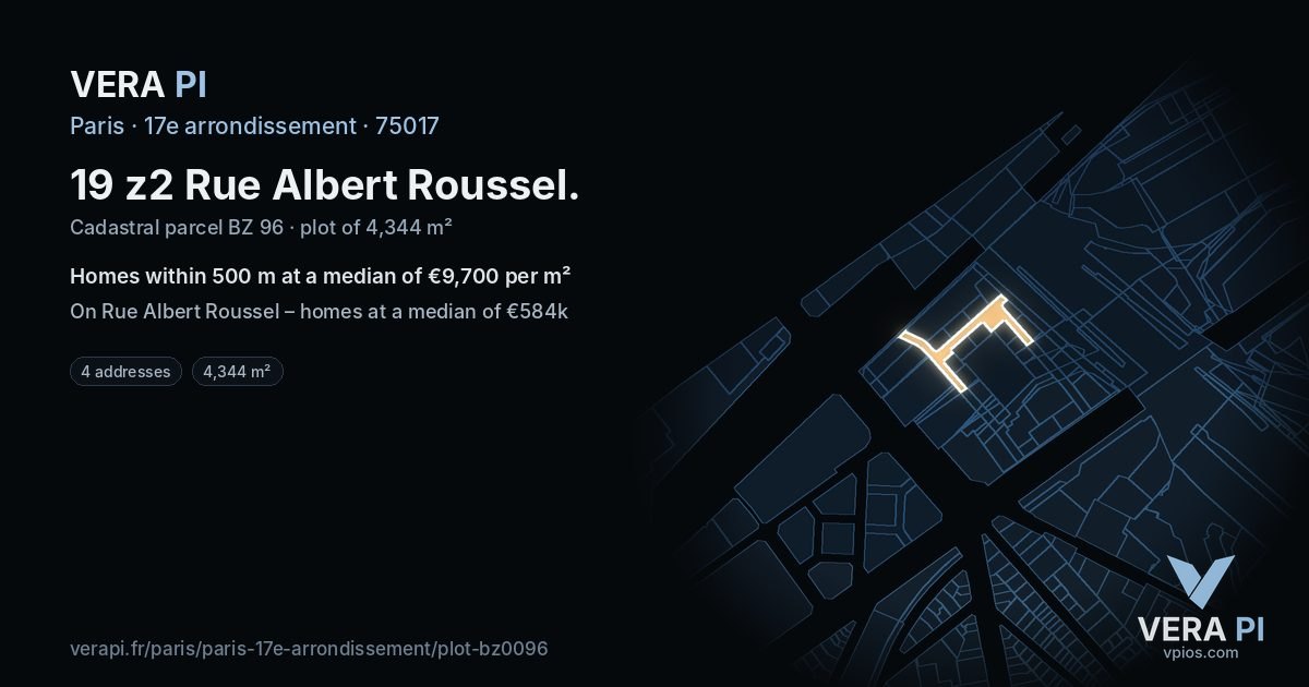 19 z2 Rue Albert Roussel, 17e arrondissement at night – the plot lit, the parcels around coloured by the prices near them