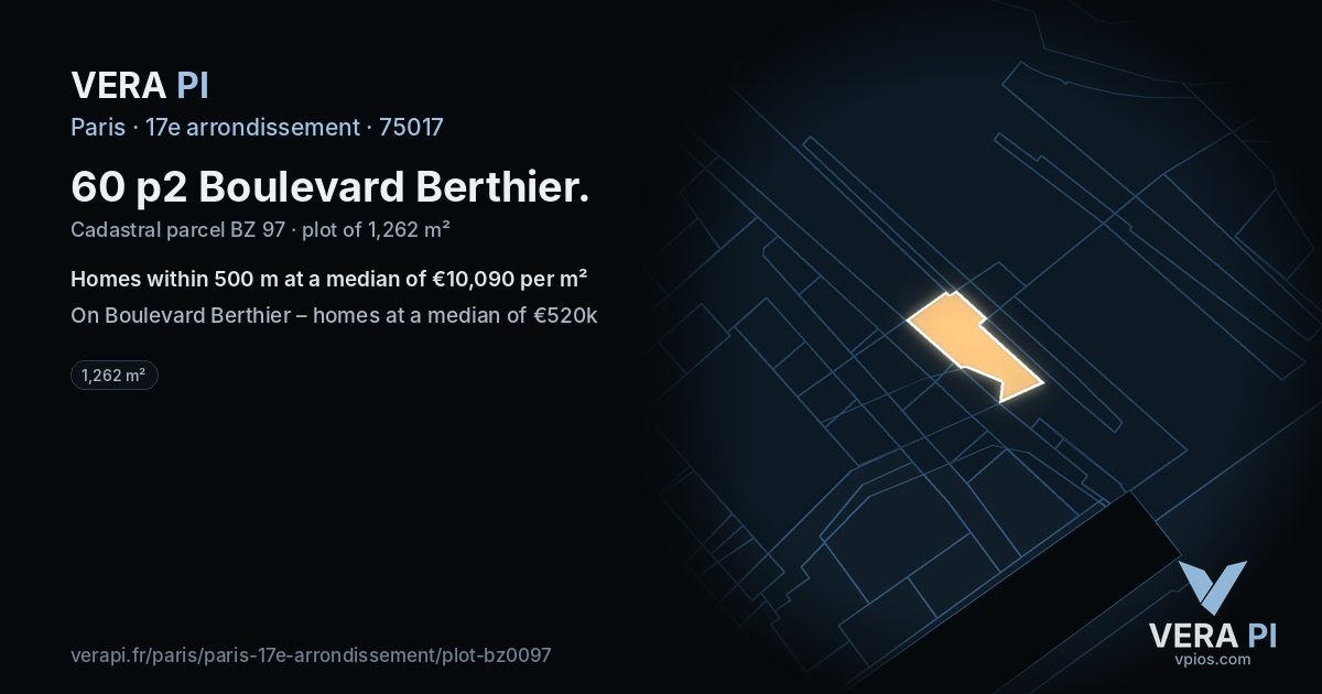 60 p2 Boulevard Berthier, 17e arrondissement at night – the plot lit, the parcels around coloured by the prices near them