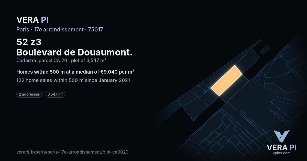 52 z3 Boulevard de Douaumont, 17e arrondissement at night – the plot lit, the parcels around coloured by the prices near them
