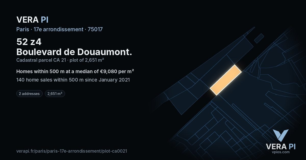 52 z4 Boulevard de Douaumont, 17e arrondissement at night – the plot lit, the parcels around coloured by the prices near them