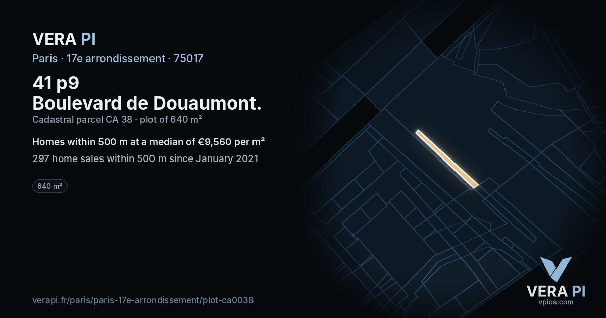 41 p9 Boulevard de Douaumont, 17e arrondissement at night – the plot lit, the parcels around coloured by the prices near them