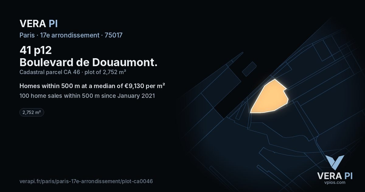 41 p12 Boulevard de Douaumont, 17e arrondissement at night – the plot lit, the parcels around coloured by the prices near them