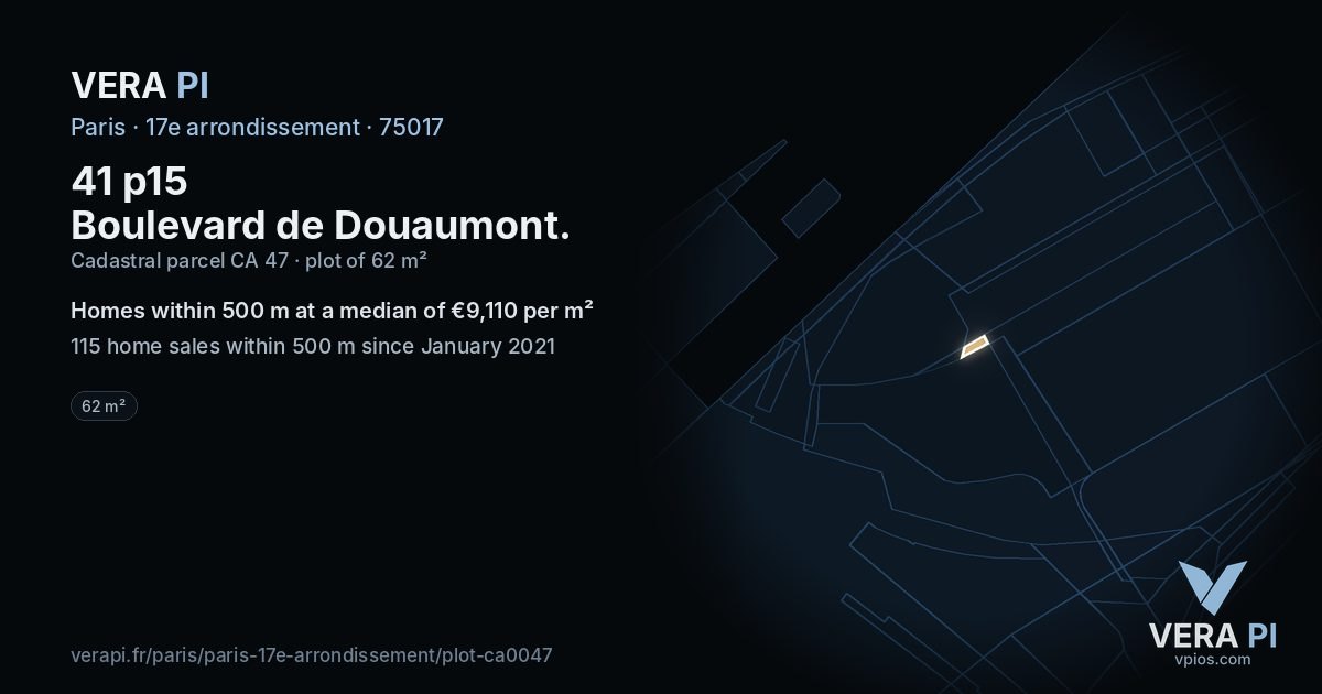 41 p15 Boulevard de Douaumont, 17e arrondissement at night – the plot lit, the parcels around coloured by the prices near them