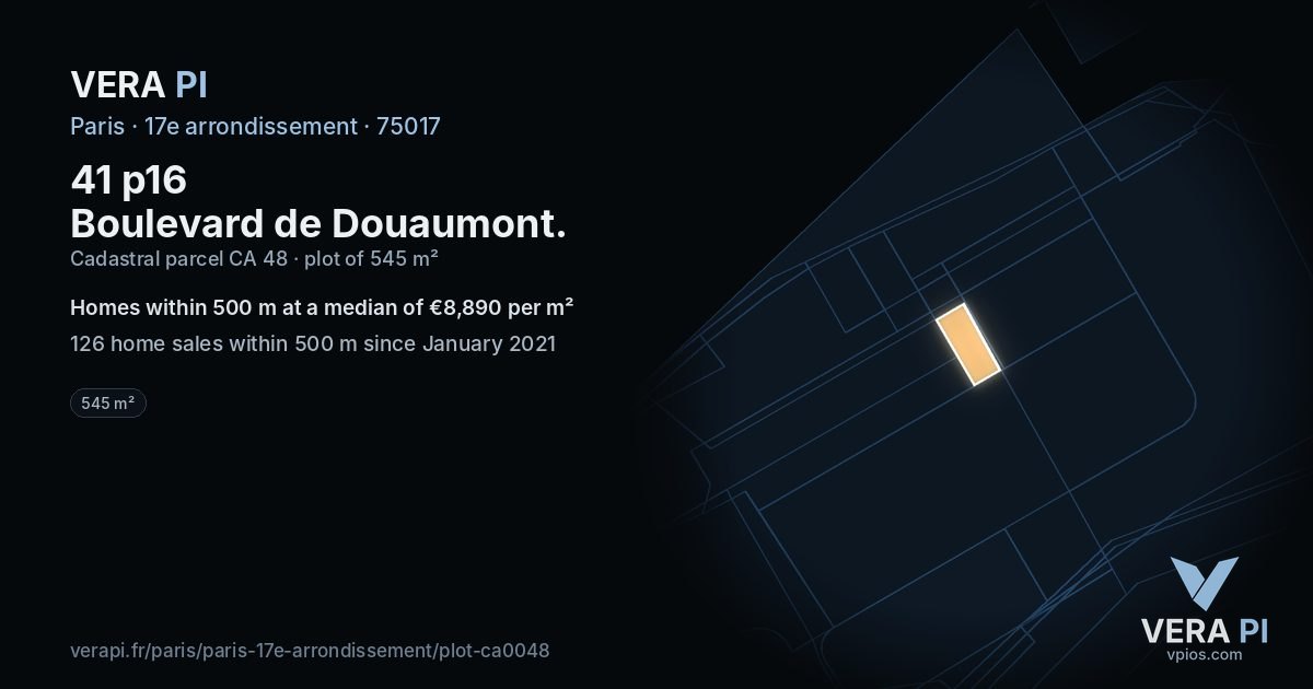 41 p16 Boulevard de Douaumont, 17e arrondissement at night – the plot lit, the parcels around coloured by the prices near them