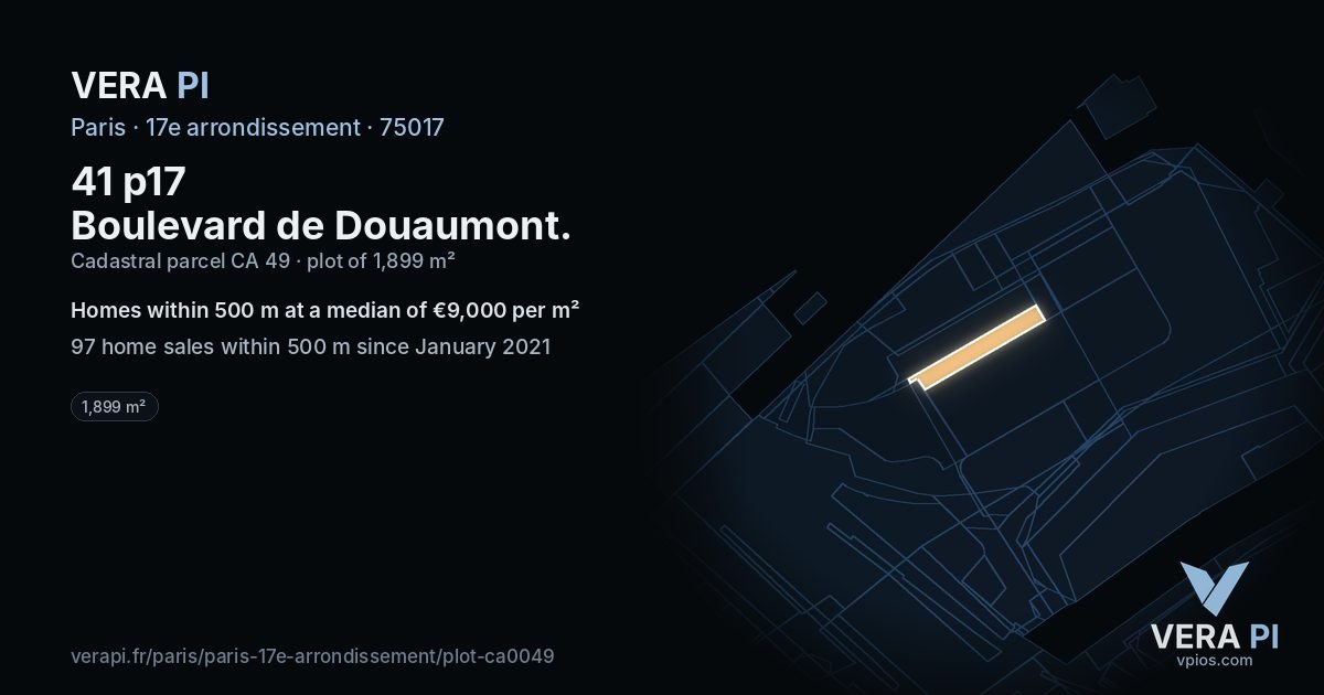 41 p17 Boulevard de Douaumont, 17e arrondissement at night – the plot lit, the parcels around coloured by the prices near them