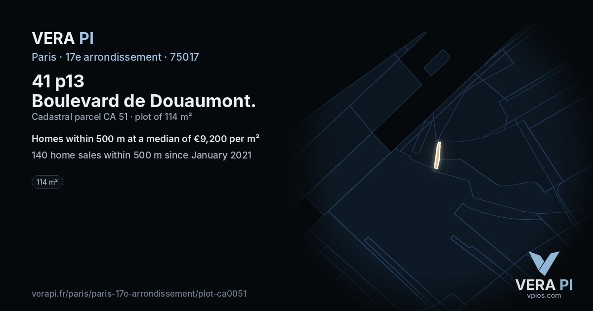 41 p13 Boulevard de Douaumont, 17e arrondissement at night – the plot lit, the parcels around coloured by the prices near them