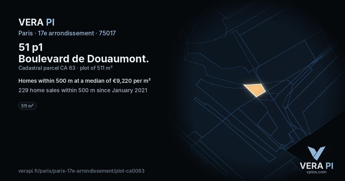 51 p1 Boulevard de Douaumont, 17e arrondissement at night – the plot lit, the parcels around coloured by the prices near them