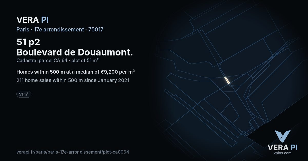51 p2 Boulevard de Douaumont, 17e arrondissement at night – the plot lit, the parcels around coloured by the prices near them